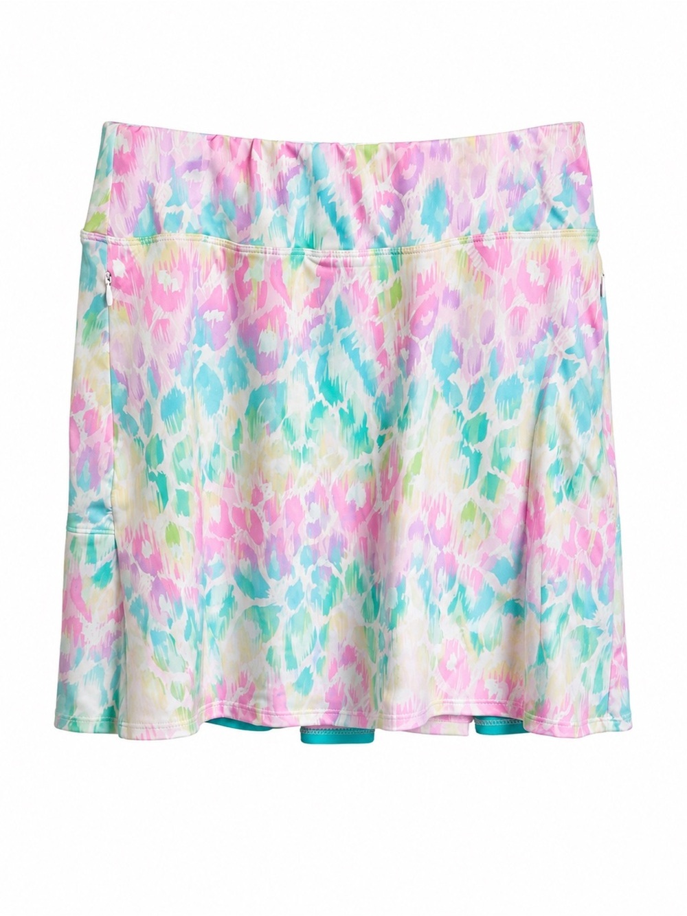 Pastel Animal-Print Skater Skirt - Pink & Blue